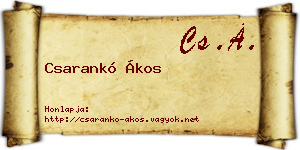 Csarankó Ákos névjegykártya