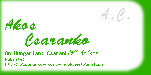 akos csaranko business card